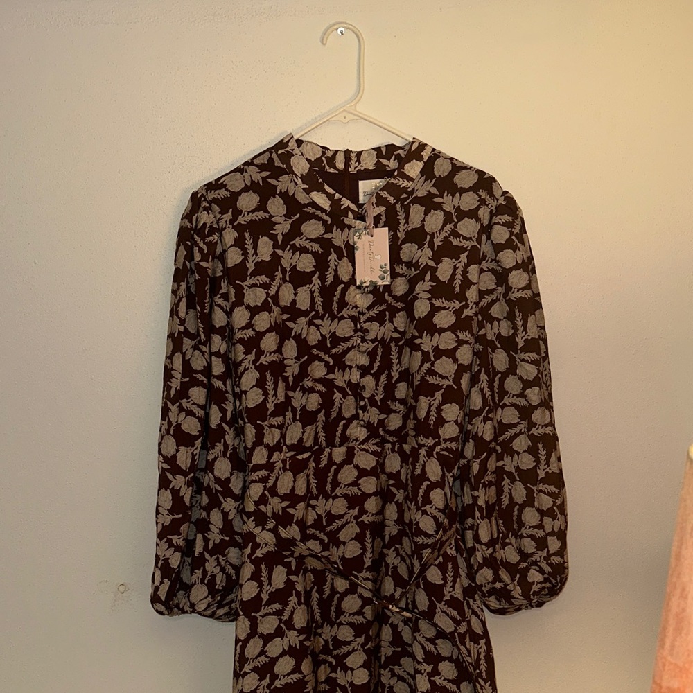 Dainty Jewells Brown Dress with Cream Floral Print